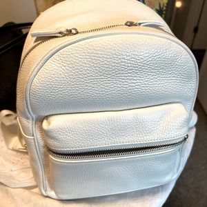 Brooks Brothers White Real Leather Backpack Purse Bag EUC Italian Made